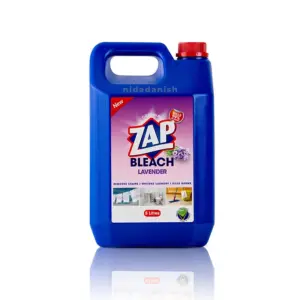 Zap Bleach for Laundry, Bathroom Fixtures, Kitchen & Floor Tiles Lavender 5L (Pack of 4Pcs)