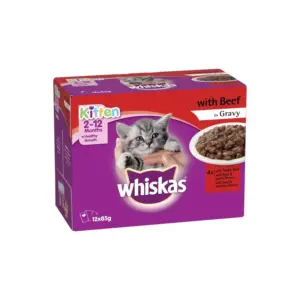 Whiskas Pouch Singles Kitten 85g Beef in Gravy JDD01448 (Pack of 48)