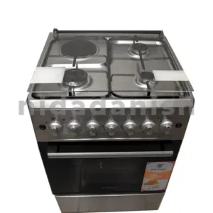 Westpoint Cooker 60x60cm, 3 Gas Burners, 1 Electric Plate with Electric Oven Auto Ignition Inox WCER6631E0X