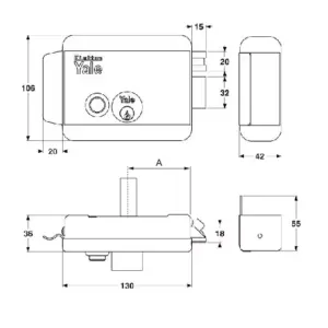 Yale Electric Rim Lock External Loose Cylinder Left Grey