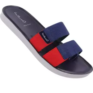 Walkaroo Men’s Trendy Flip Flops Casual Double Strap Slides Lightweight Comfortable Daily Wear Slippers Navy Blue Red WTG5301