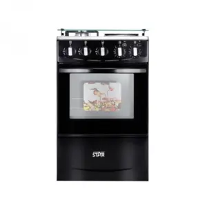 Hotel Appliances Winning Star Freestanding Cooker 2 Gas Burners, 2 Electric Burners with 52L Oven Black