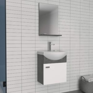 ORKA Dore Life Grey Wall Hung Cabinet and Mirror With Shelf - 450 x 400 x 550mm