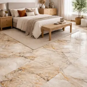 CTM South Africa Omicron Crema Beige Marble Look Polished Glazed Porcelain Floor Tile – 750 x 1500mm
