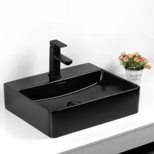CTM South Africa Tamara Black Rectangular Ceramic Counter Top Basin Excl Tap Hole