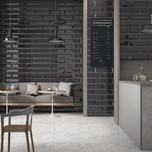 STN Bevelled Black Shiny Ceramic Wall Tile - 100 x 300mm