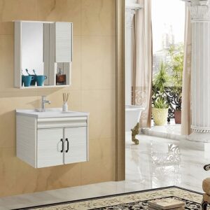 CTM Le Space Beige Wall Hung Cabinet and White Mirror Cabinet