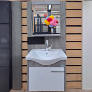 ORKA Marmara Grey Wall Hung Cabinet and Mirror With Shelf - 550 x 450 x 540mm