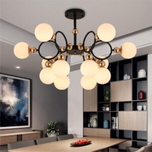 Africab Chandelier E27 12 Holder Black Gold Glass