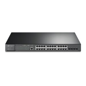 TP-Link Omada Omada 28-Port PoE+ Gigabit L2+ Managed Switch with 4 SFP Slots
PORT: 24× Gigabit PoE+ Ports, 4× Gigabit SFP Slots, RJ45/Micro-USB Console Port
SPEC: 802.3at/af, 384 W PoE Power, 1U 19-inch Rack-mountable Steel Case
FEATURE: Integration with Omada SDN Controller,Static Routing, OAM, 802.1Q VLAN, QinQ, STP/RSTP/MSTP, IGMP Snooping, 802.1p/DSCP QoS, ACL, 802.1x, Radius/Tacacs+ Authentication, LACP, CLI, SNMP, Dual Image/Configuration, IPv6