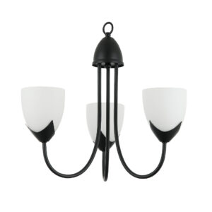 Tronic 3-Light Pendant Lamp – E27 Base, Iron & Glass, Black/White Finish