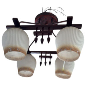 Africab Chandelier E27 4 Holder Wood Glass
