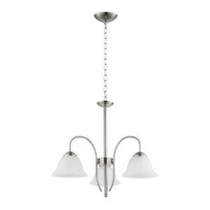 Tronic Elegant Silver 3-Light Pendant with Frosted Glass Shades