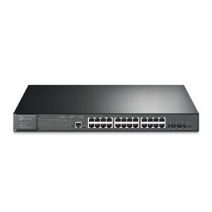 TP-Link Omada Omada 24-Port PoE+ Gigabit L2+ Managed Switch with 4 10GE SFP+ Slots
PORT: 24× Gigabit PoE+ Ports, 4× 10G SFP+ Slots, RJ45/Micro-USB Console Port
SPEC: 802.3at/af, 384 W PoE Power, 1U 19-inch Rack-mountable Steel Case
FEATURE: Integration with Omada SDN Controller,Static Routing, OAM, DDM, sFlow, 802.1Q VLAN, QinQ, STP/RSTP/MSTP, IGMP Snooping, 802.1p/DSCP QoS, ACL, 802.1x, Radius/Tacacs+ Authentication, LACP, CLI, SNMP, Dual Image/Configuration, IPv6