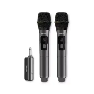 Philips Wireless Dynamic Microphones Set 2.4Ghz, Rechargeable Receiver, Vocal Sensitivity Control DLM3401TP/00