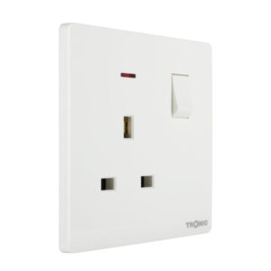 Tronic Glossy White - Single Switch Socket With Neon