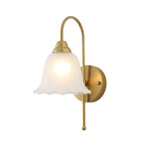 Tronic Vintage Frosted Glass Wall Light with Brass Finish