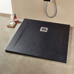 Shower Tray Stonex Black 90×90 ROCKS Sanitana