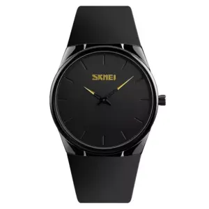 Faith SKMEI 1601 Black Analog Quartz Wrist Watch For Men & Women Luxury Ultra Thin  – Minimalist Fashion Waterproof Silicone Strap Watch