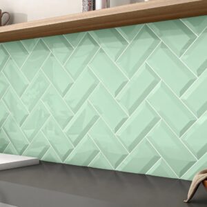 Starco Bevelled Mint Pista Shiny Ceramic Wall Tile - 100 x 200mm