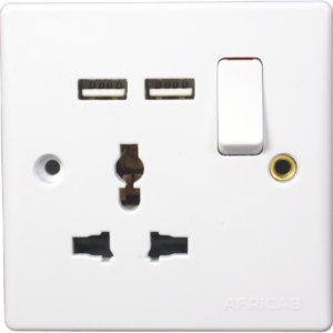 Africab Kc Series Switches & Socket 13A Switch Socket +2 USB Kc8559S