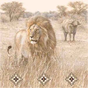 Cedar Point African Lion & Buffalo Matt Floor Spotter - 430 x 430mm