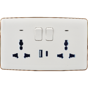 Africab Double Multi 13A Socket With Neon&USB + Type C