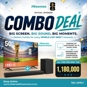 (Combo Deal) Buy Hisense 50″ UHD Smart 4K TV | 50A6 & Get a Hisense 140W Soundbar + Subwoofer | HS1800