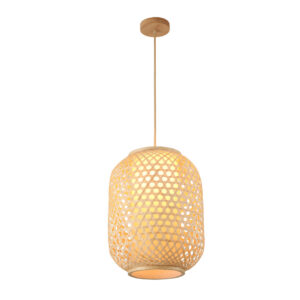 Tronic Bamboo Pendant Lamp – Cylindrical Woven Design, 30cm