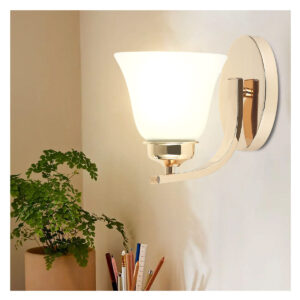Tronic Indoor Wall Light Matte Golden Sconce with Frosted Glass Shade