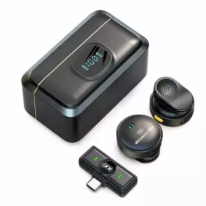 Faith Professional Q8 Dual Wireless Lavalier Microphone With Digital Charging Case, Noise Reduction Technology, And Type-C Receiver For Smartphones