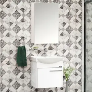 Orka Marmara White Wall Hung Cabinet and Mirror Cabinet - 550 x 400 x 490mm