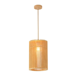 Tronic Wood Pendant Lamp – Tall Cylindrical Design, 22cm