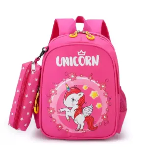 Generic Kids School Bag Cartoon Print Unicorn ​30cm x 12cm x 24cm Dark Pink