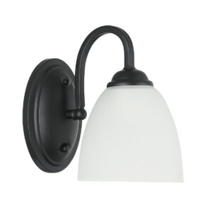 Tronic Classic Black Wall Light With Frosted Glass Shade