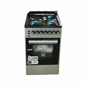 Delta  Free Standing Cooker 50×55cm 3 Gas Burners , 1 Electric Hotplate with Electric Oven, Grill & Rotisserie Silver DGC-5031