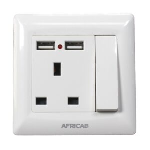 Africab La Series Switches & Socket 13A Socket Switch With Neon &USB La8359Sl