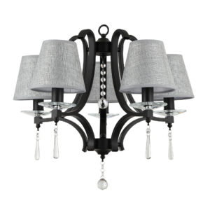 Tronic Elegant Black & Grey 5-Light Pendant with Crystal Accents