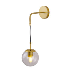 Tronic Golden Accent Fixture with Clear Glass & Curved Arm
