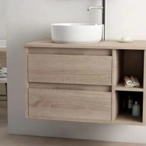 Orka Terra Cambria Wall Hung Cabinet and Mirror With Shelves - 800 x 455 x 460mm