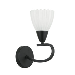 Tronic Black Wall Lamp with Frosted Shade and Curved Arm Design