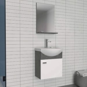 ORKA Dore Life White Wall Hung Cabinet and Mirror With Shelf - 450 x 400 x 550mm