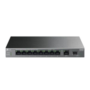 TP-Link 10-Port Gigabit Desktop Switch with 8-Port PoE+
PORT: 8× Gigabit PoE+ Ports, 1x Gigabit Non-PoE Port, 1× Gigabit SFP Slot
SPEC: 802.3at/af, 61 W PoE Power,  Desktop Steel Case
FEATURE: Extend Mode for 250m PoE Transmitting, Isolation Mode, PoE Auto Recovery, Plug and Play