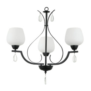 Tronic Elegant Black 3-Light Pendant with Frosted Glass Globes