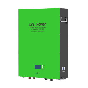 EVI Power 51.2V 100Ah (5.12kWh) wall mounted lithium battery pack with inbuit BMS with LCD,80% DOD 7000 cycle, 5 Year Warranty