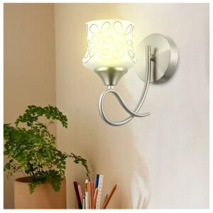 Tronic Artistic Patterned Wall Lamp Frosted Glass Shade and Matte Silver