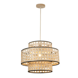 Tronic Bamboo Layered Pendant Lamp – Natural Wood Finish