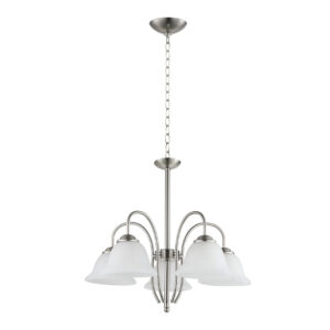 Tronic Silver & White 5-Light Pendant with Curved Arms