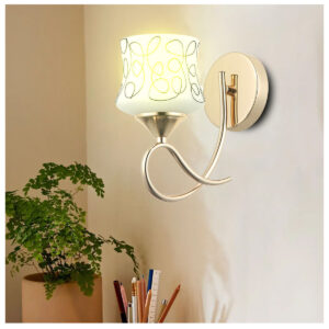 Tronic Artistic Patterned Wall Lamp Frosted Glass Shade and Matte Golden Light