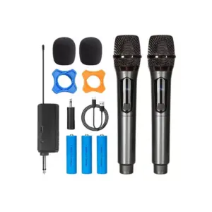 Faith Professional Universal Dual Wireless Microphone 2 Channels UHF Dual Handheld Dynamic with 2000mah Rechargeable Battery for AMP Karaoke, Wedding W68